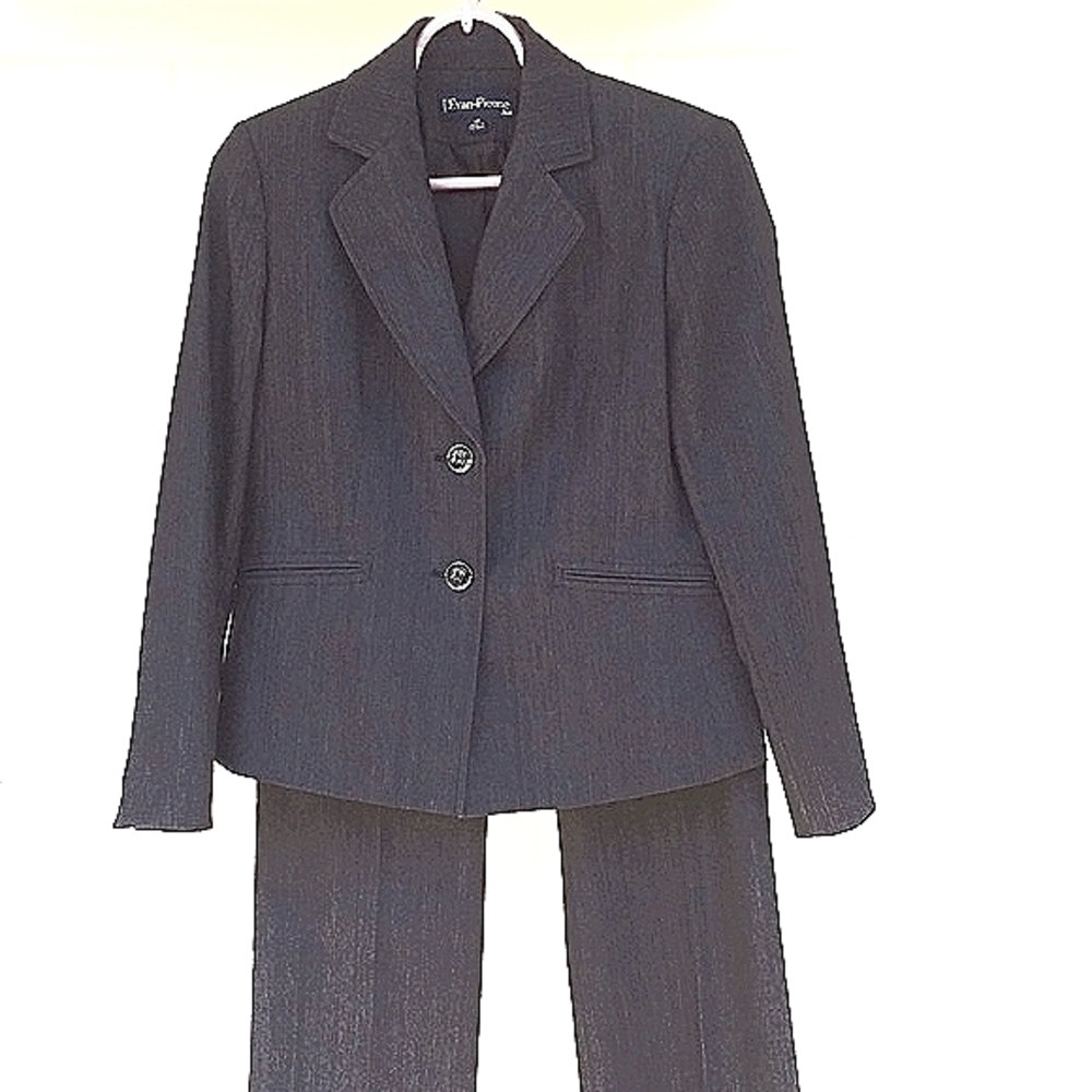 NEW 6P FULLY LINED EVAN PICONE GRAY GREY-BLUE PANT SUIT